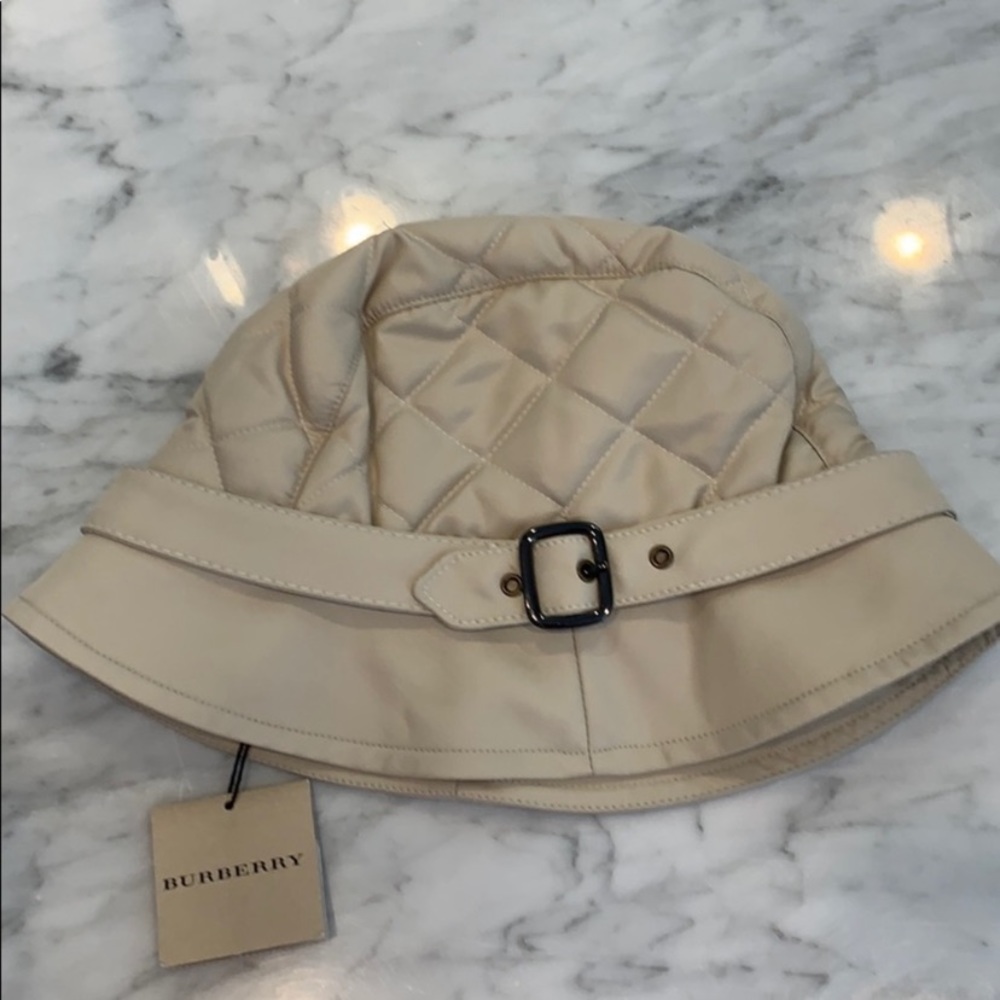 Burberry Quilted Beige Belted Bucket Hat